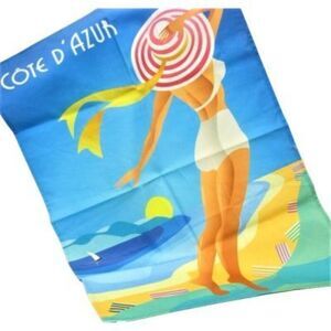 Tissus Toselli France Cotton Printed Kitchen Tea Towel Cote D'Azur Swimsuit Girl